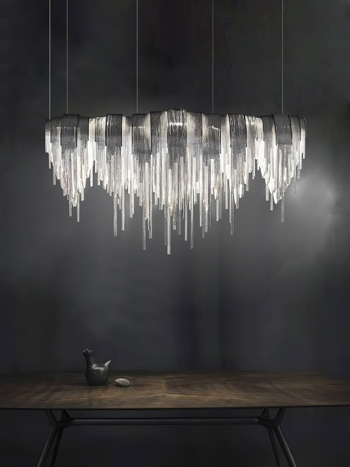 Lustra Lustre Superposé Chaîne Nickel Luxe - Neutralighting