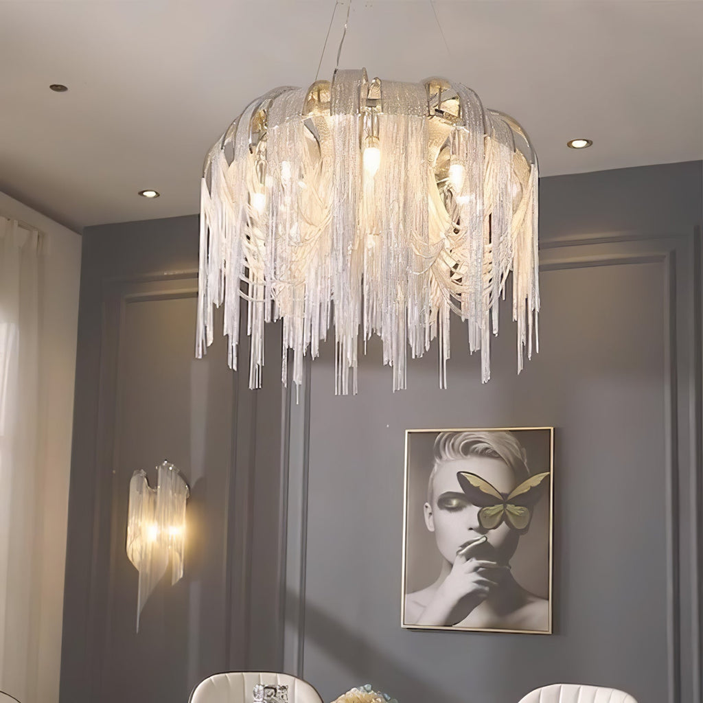 Lustra Lustre Superposé Chaîne Nickel Luxe - Neutralighting