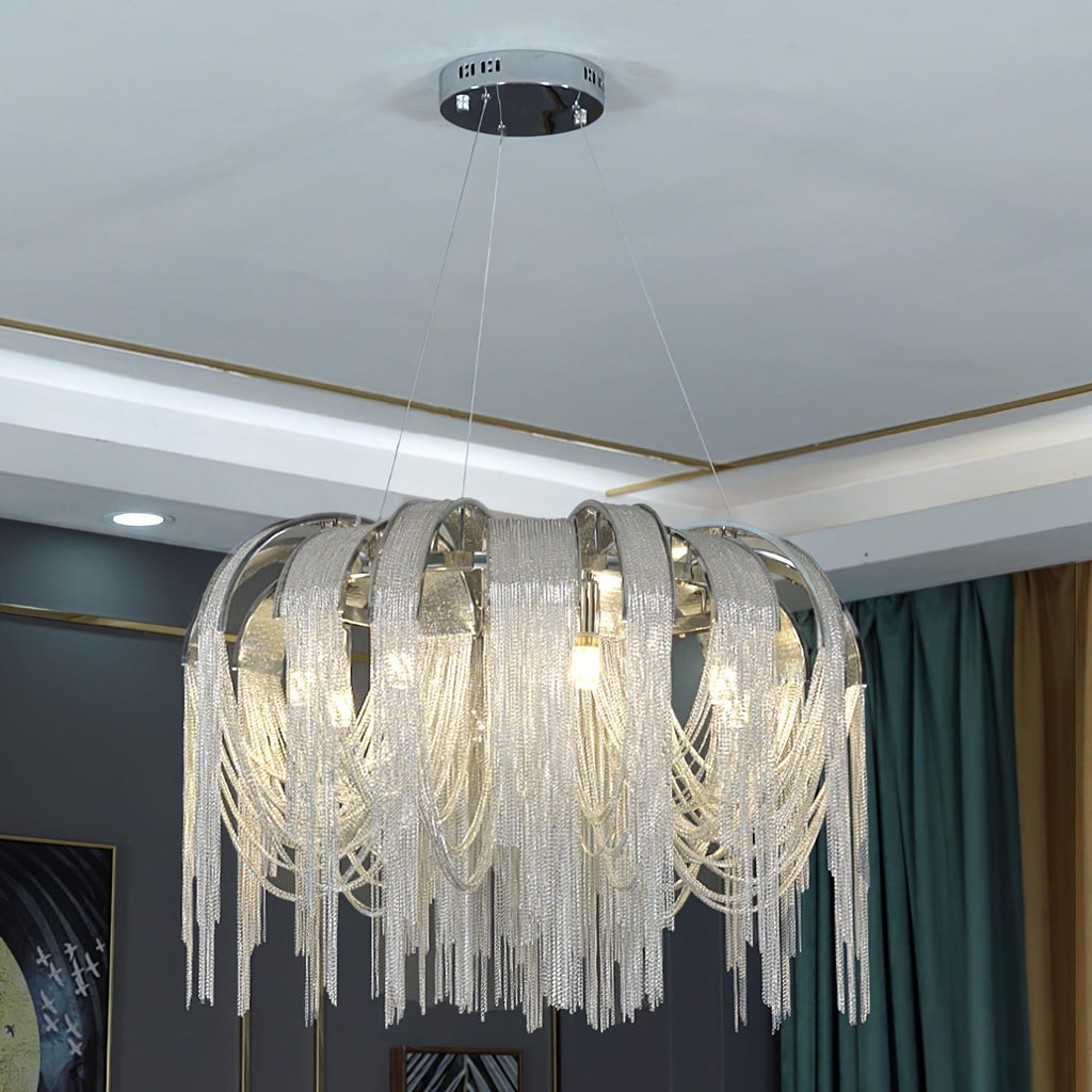 Lustra Lustre Superposé Chaîne Nickel Luxe - Neutralighting