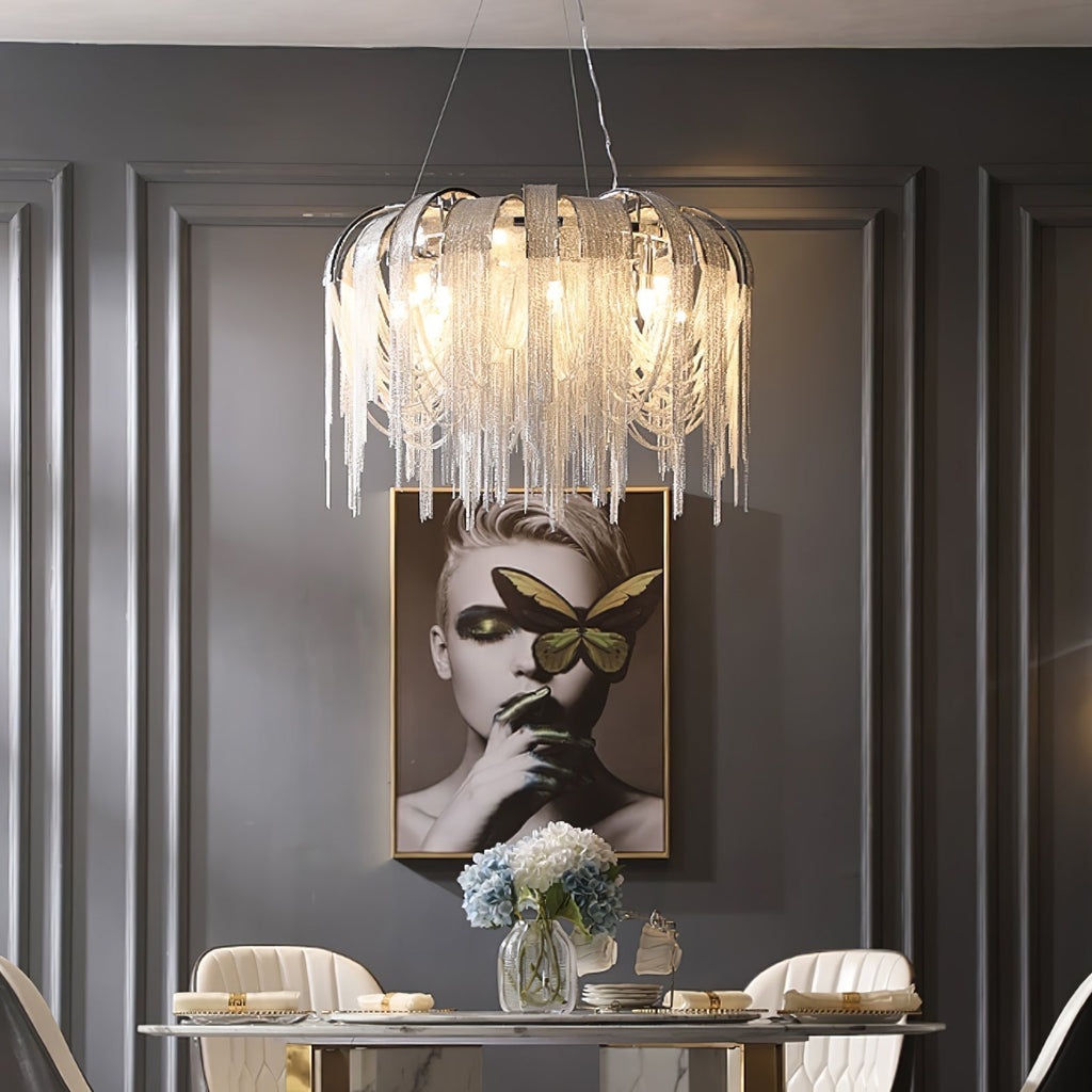 Lustra Lustre Superposé Chaîne Nickel Luxe - Neutralighting