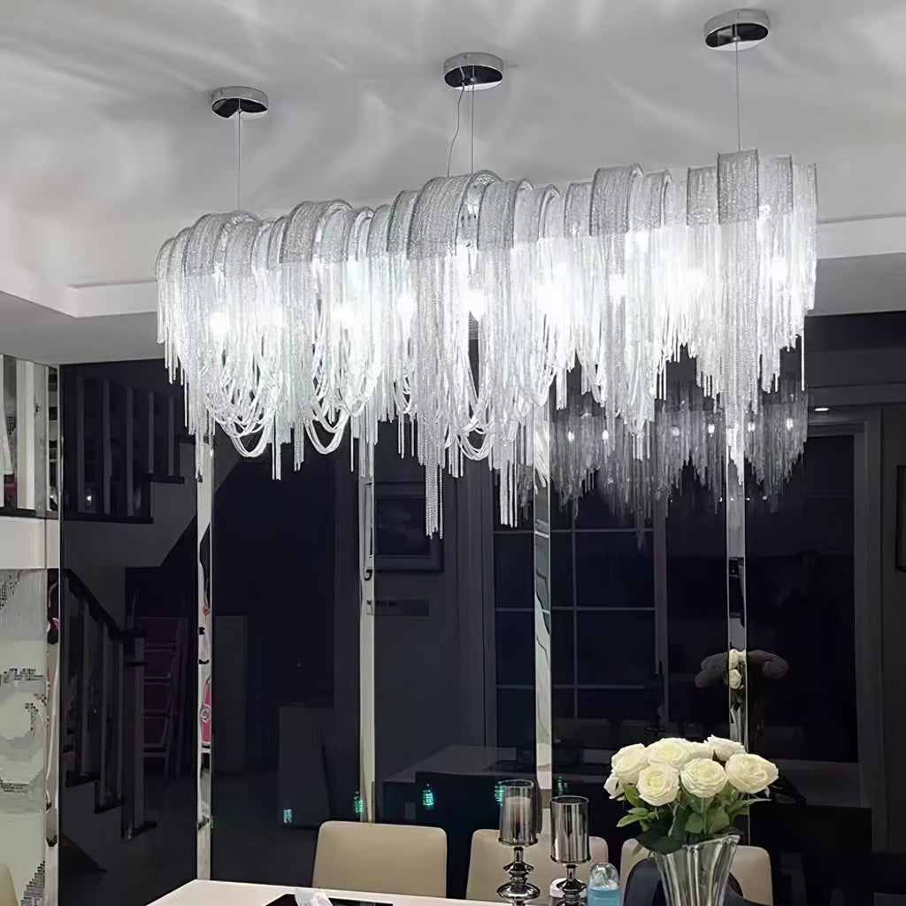 Lustra Lustre Superposé Chaîne Nickel Luxe - Neutralighting