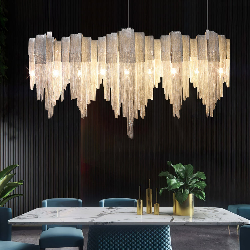 Lustra Lustre Superposé Chaîne Nickel Luxe - Neutralighting