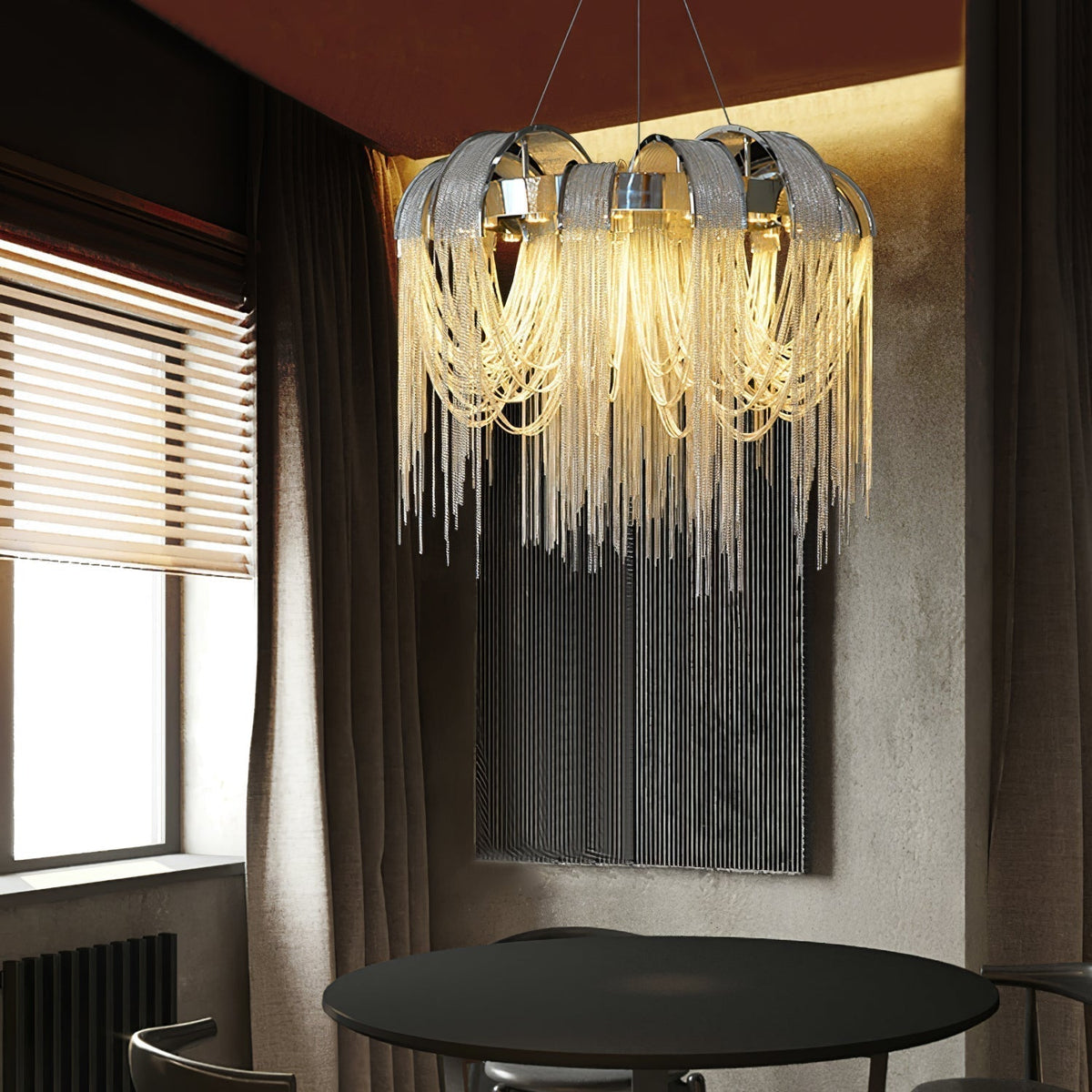 Lustra Lustre Superposé Chaîne Nickel Luxe - Neutralighting