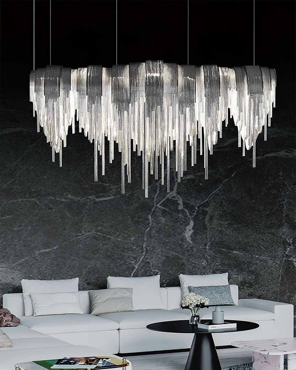 Lustra Lustre Superposé Chaîne Nickel Luxe - Neutralighting
