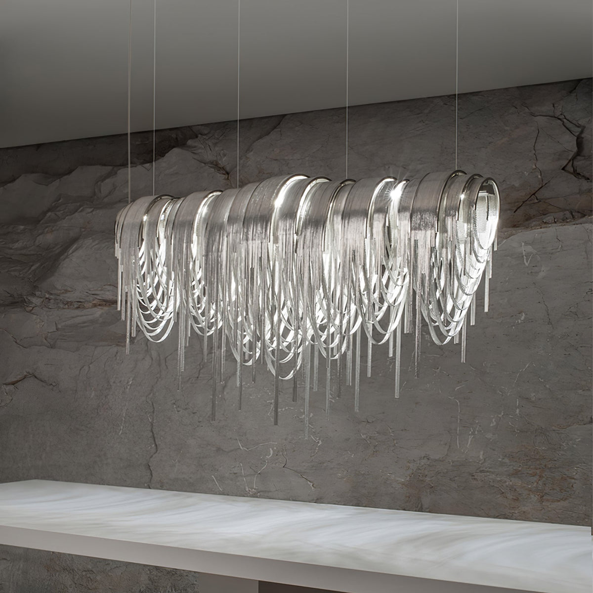 Lustra Lustre Superposé Chaîne Nickel Luxe - Neutralighting