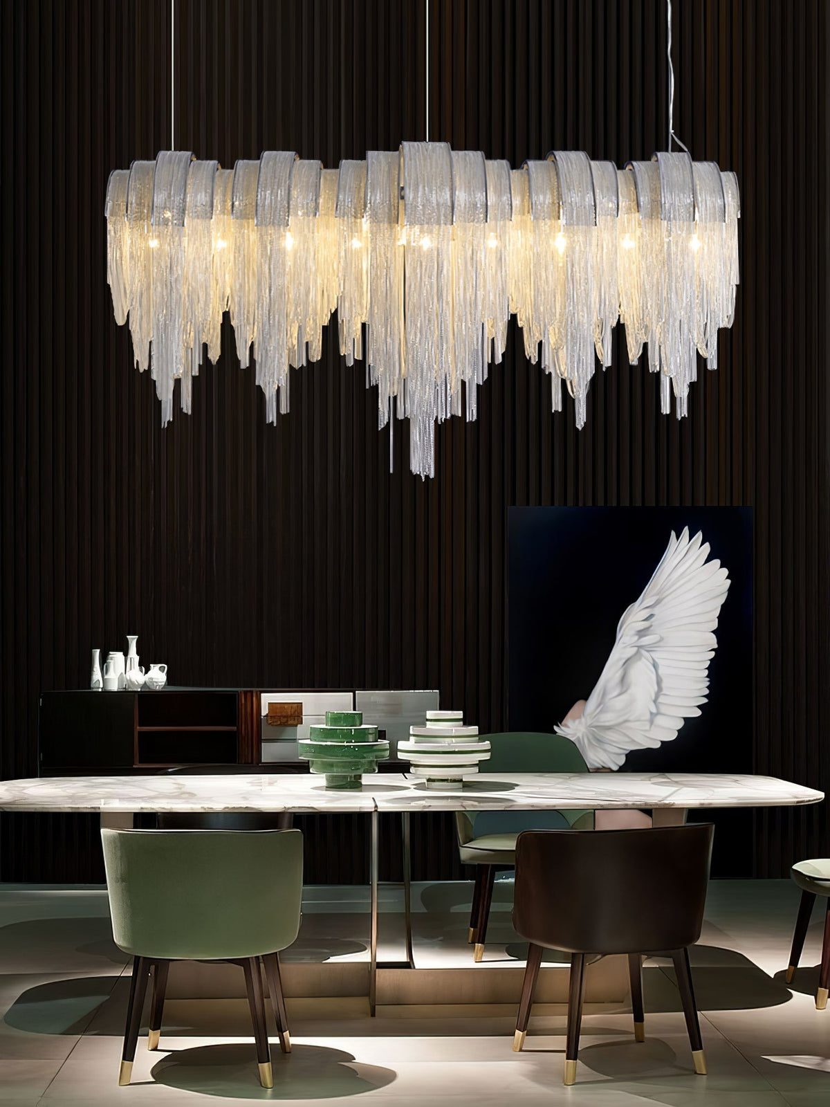 Lustra Lustre Superposé Chaîne Nickel Luxe - Neutralighting