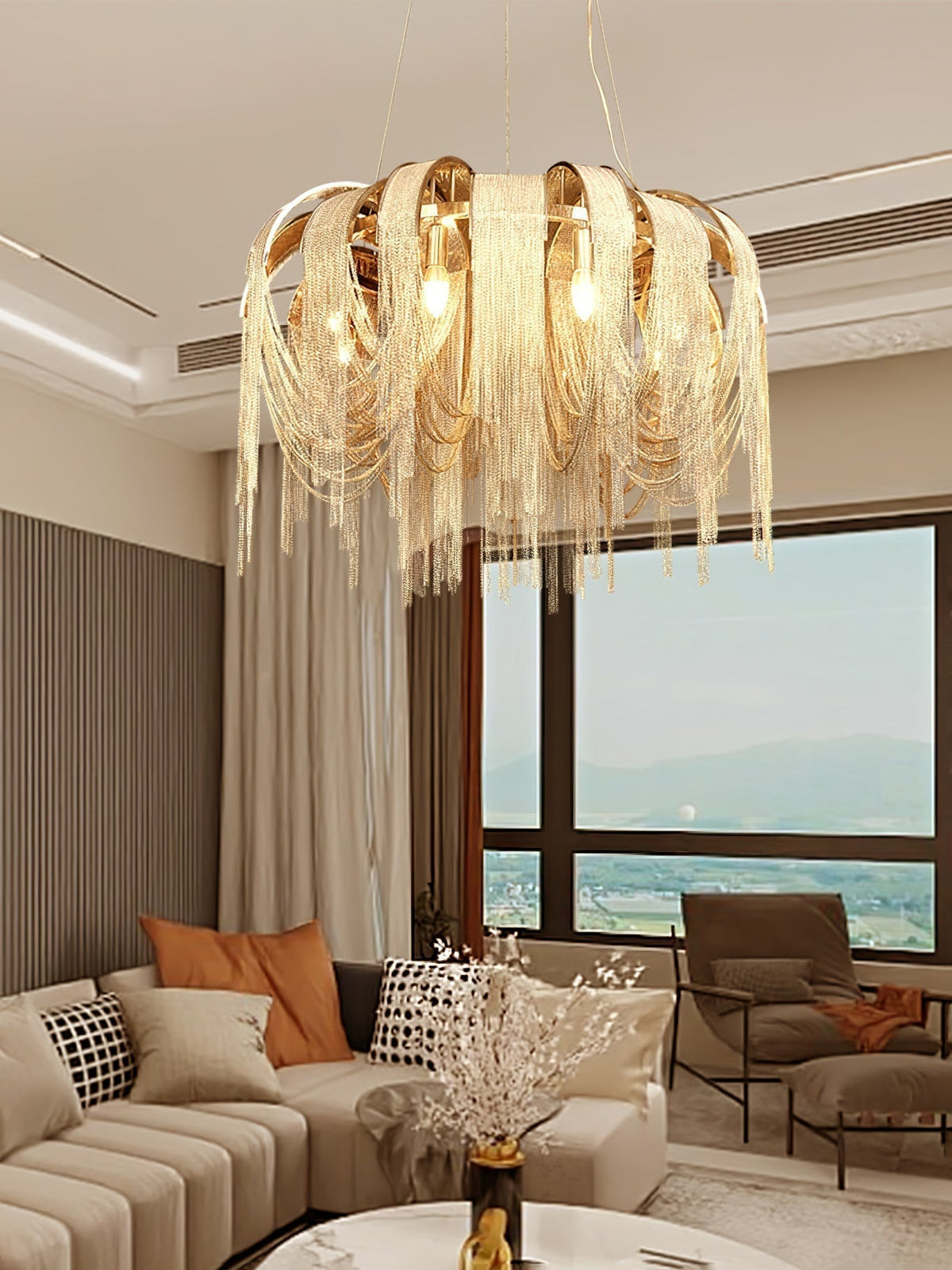 Lustra Lustre Superposé Chaîne Nickel Luxe - Neutralighting