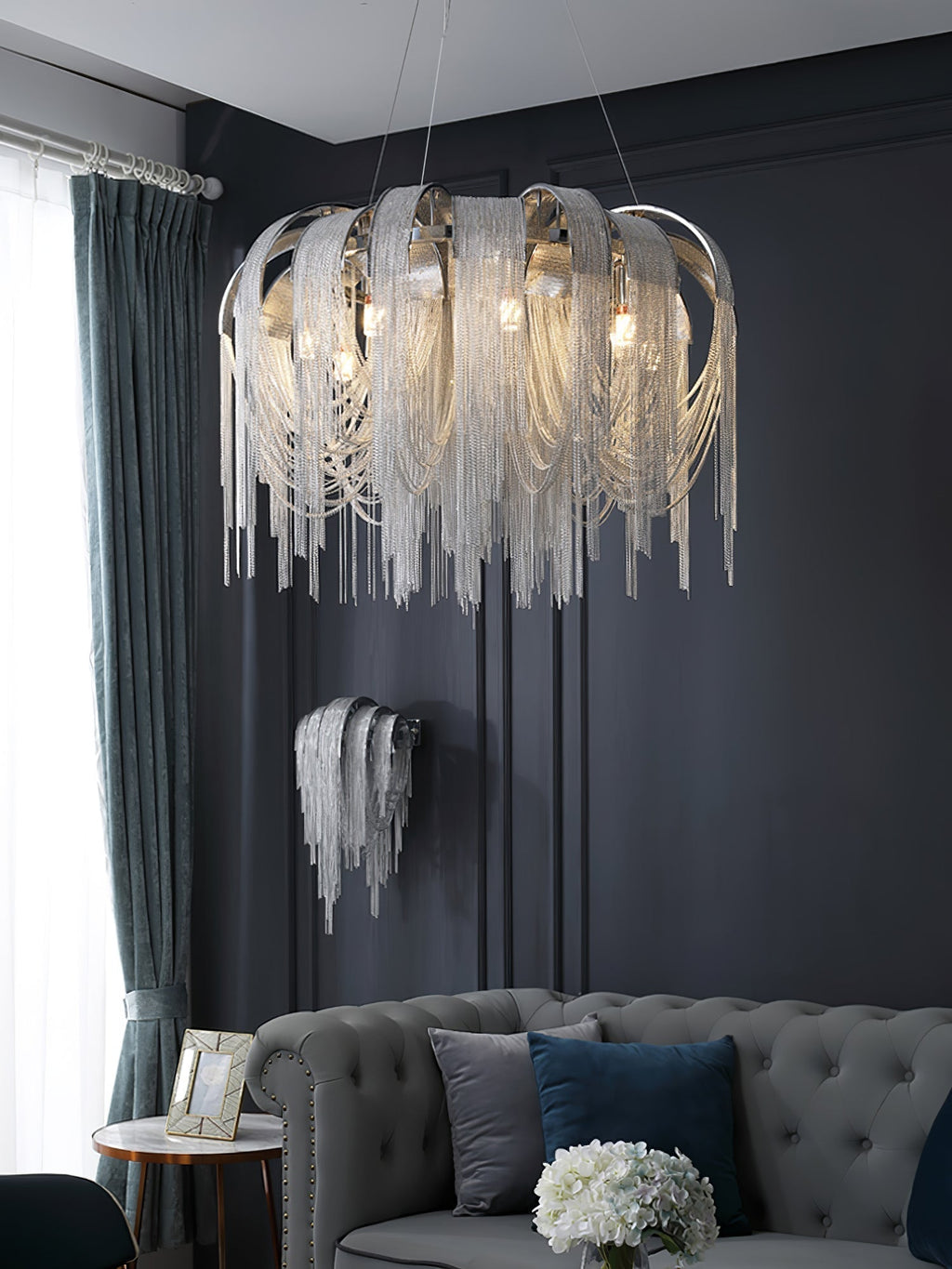 Lustra Lustre Superposé Chaîne Nickel Luxe - Neutralighting