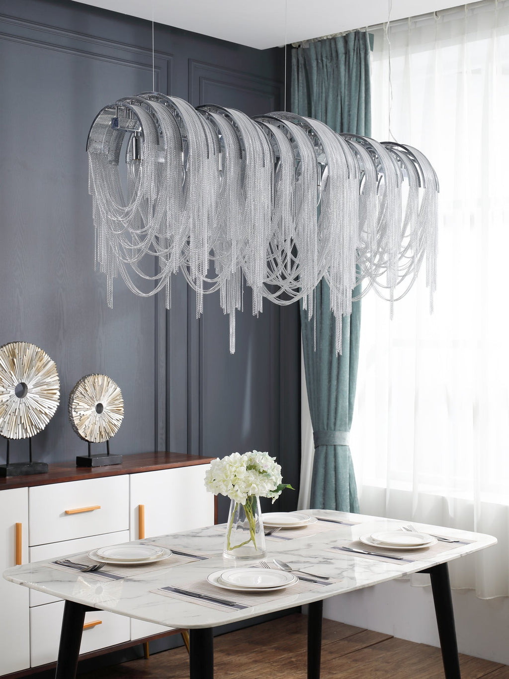 Lustra Lustre Superposé Chaîne Nickel Luxe - Neutralighting