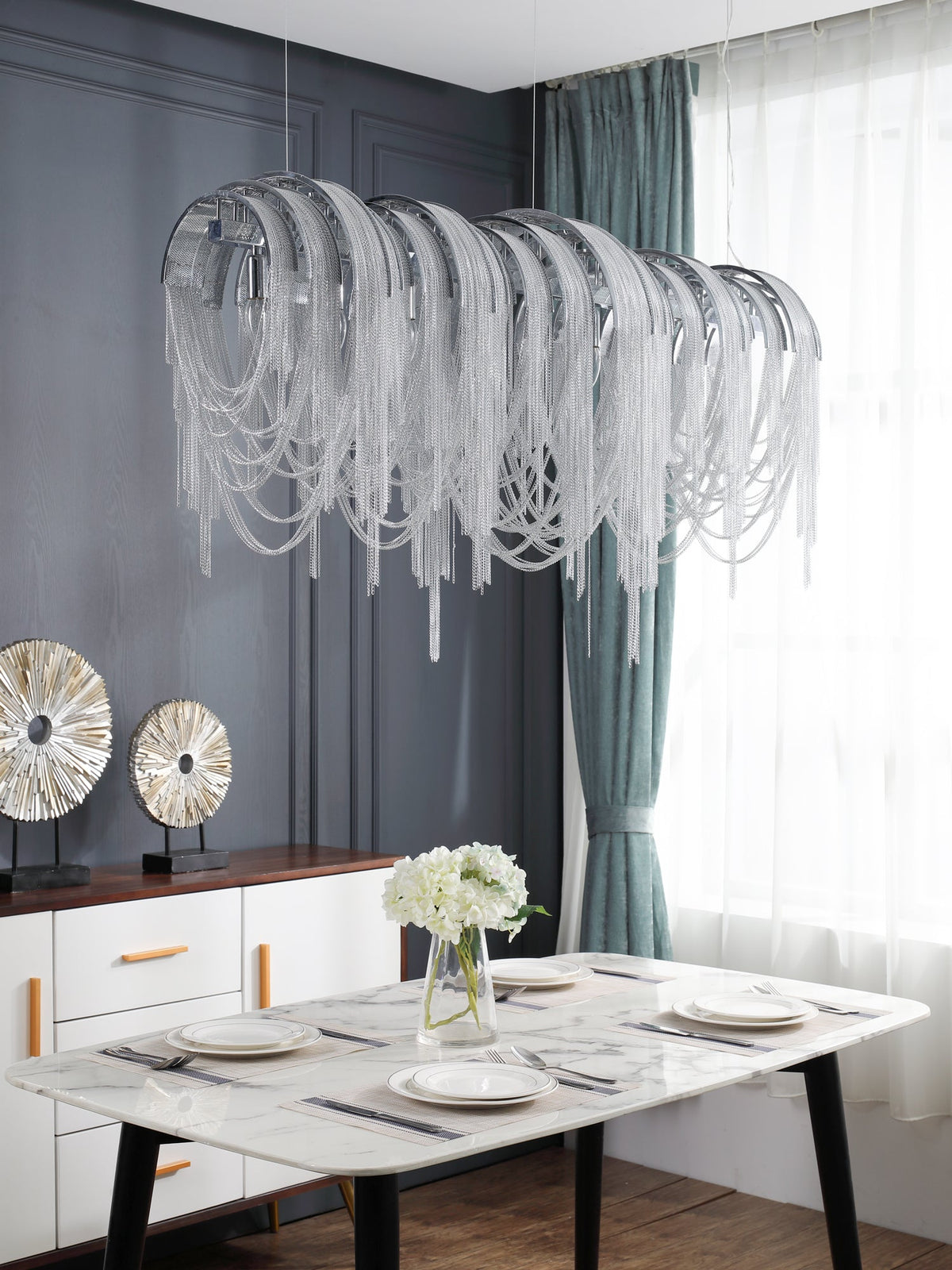 Lustra Lustre Superposé Chaîne Nickel Luxe - Neutralighting