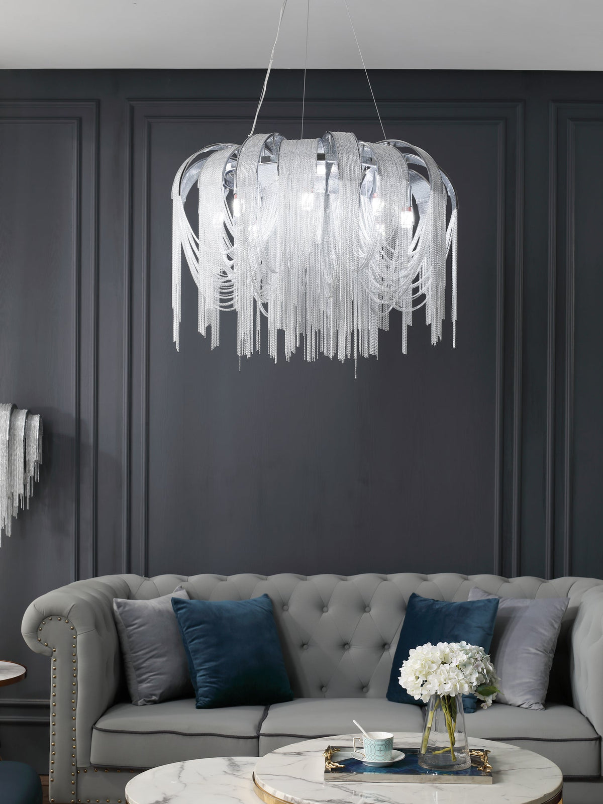Lustra Lustre Superposé Chaîne Nickel Luxe - Neutralighting