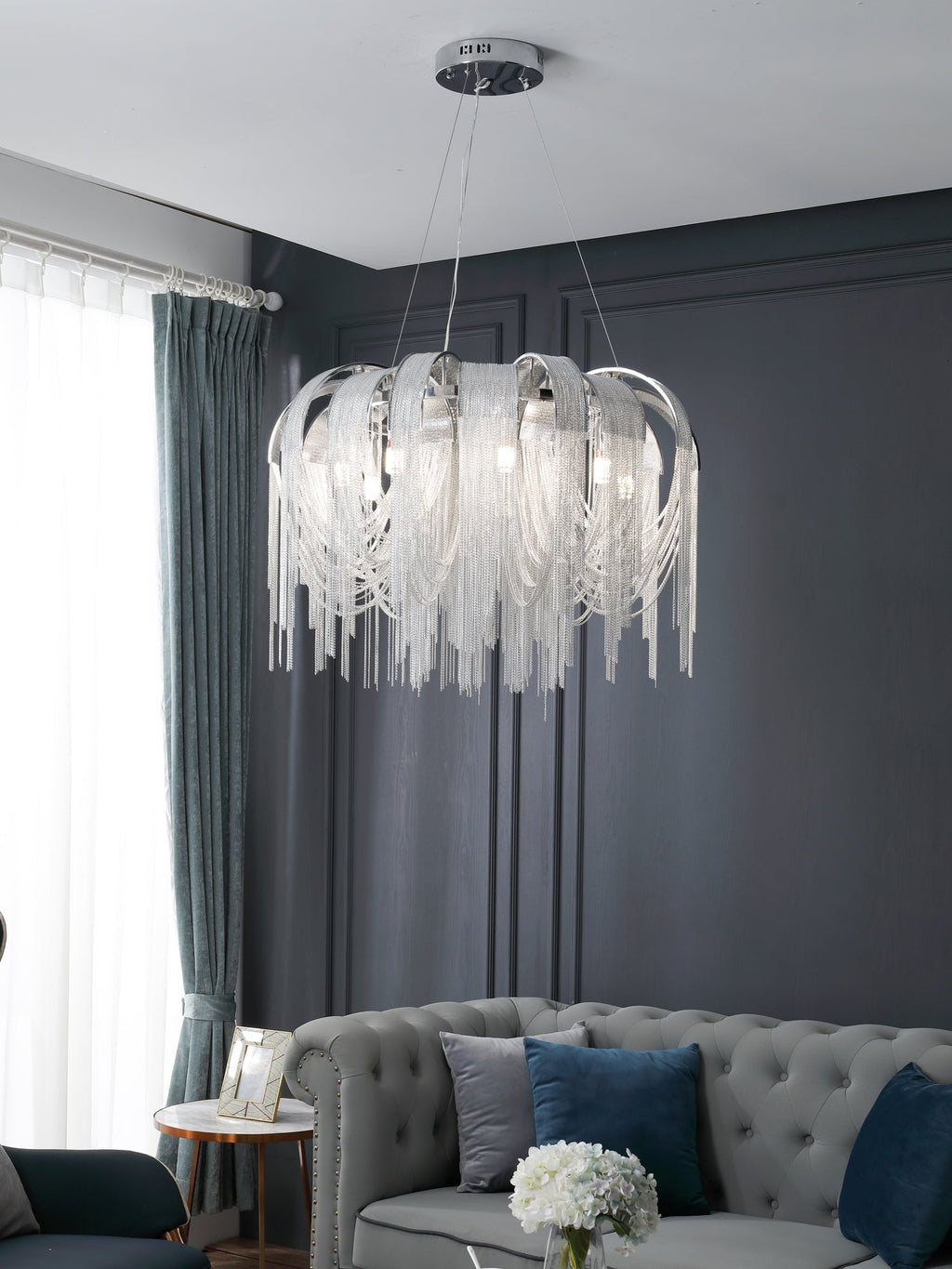 Lustra Lustre Superposé Chaîne Nickel Luxe - Neutralighting