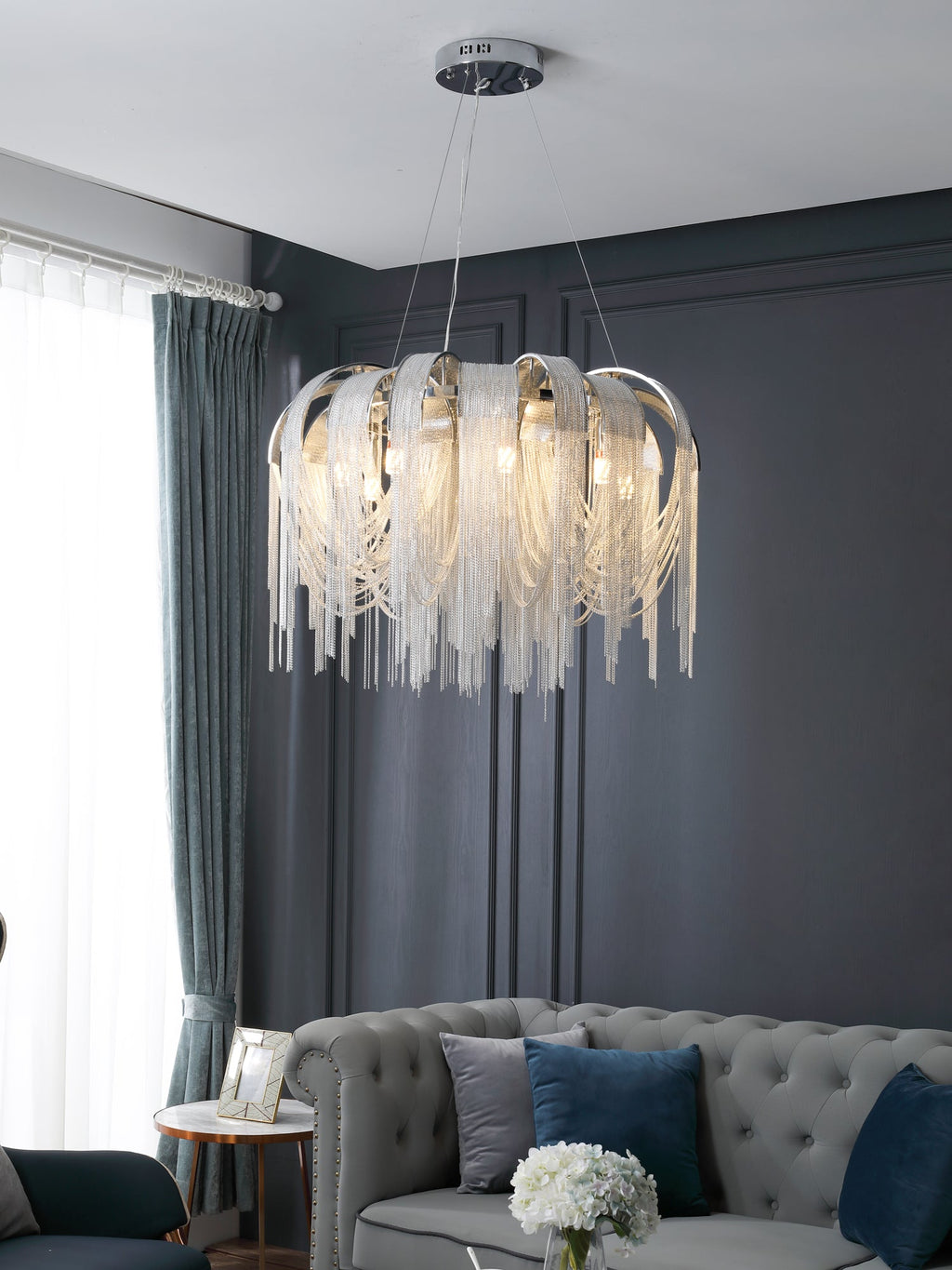 Lustra Lustre Superposé Chaîne Nickel Luxe - Neutralighting