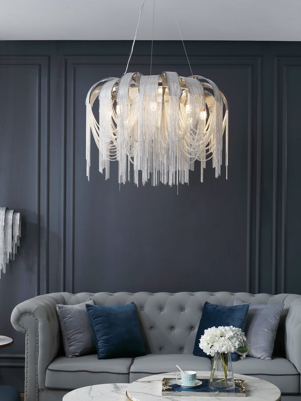 Lustra Lustre Superposé Chaîne Nickel Luxe - Neutralighting