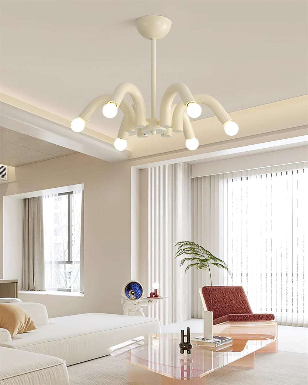 Fivelle Lustra Lustre Moderne Crème Multi-Bras Élégant - Neutralighting