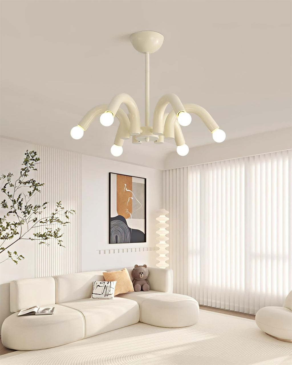 Fivelle Lustra Lustre Moderne Crème Multi-Bras Élégant - Neutralighting