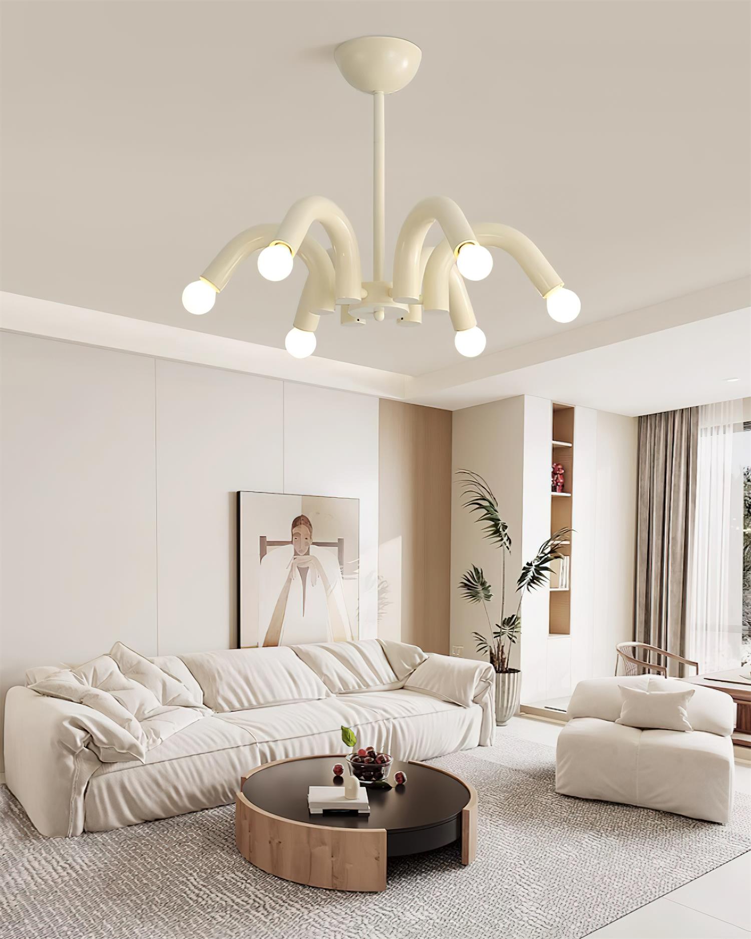 Fivelle Lustra Lustre Moderne Crème Multi-Bras Élégant - Neutralighting