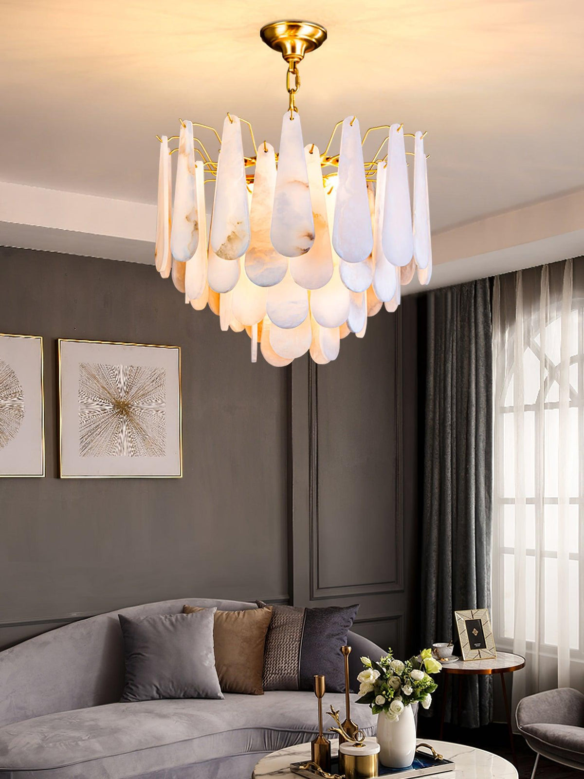 Ucararae Chandelier Albâtre en Forme de Goutte - Neutralighting