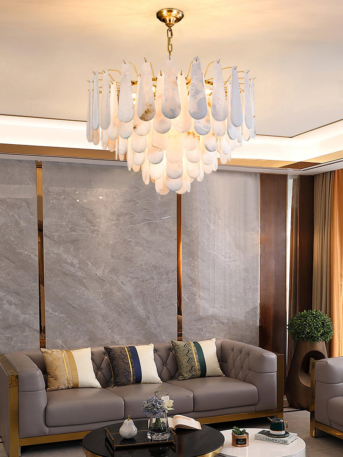 Ucararae Chandelier Albâtre en Forme de Goutte - Neutralighting