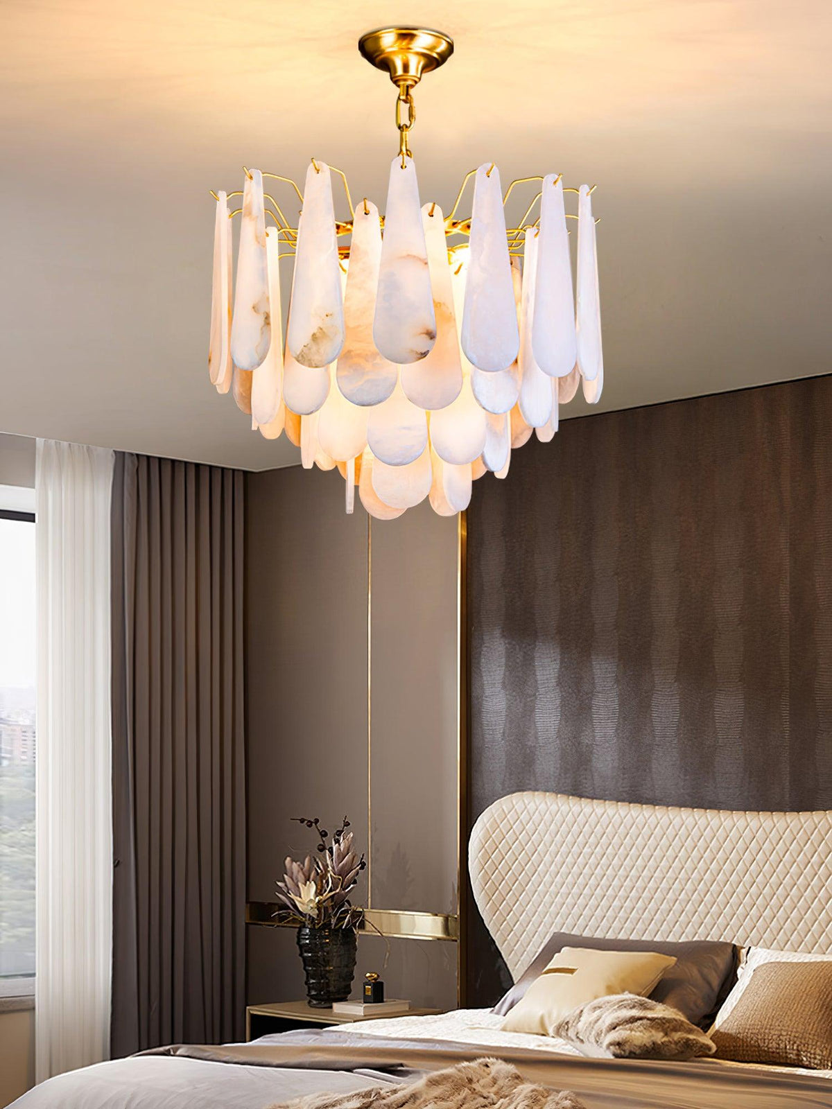 Ucararae Chandelier Albâtre en Forme de Goutte - Neutralighting
