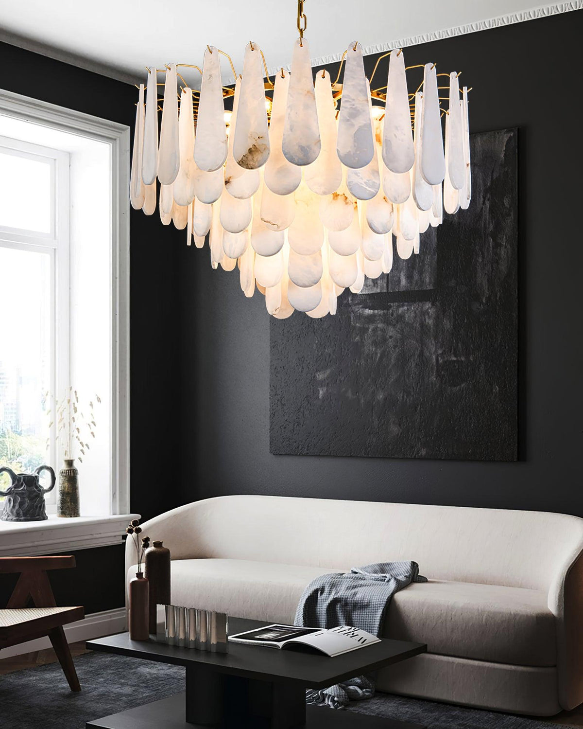 Ucararae Chandelier Albâtre en Forme de Goutte - Neutralighting