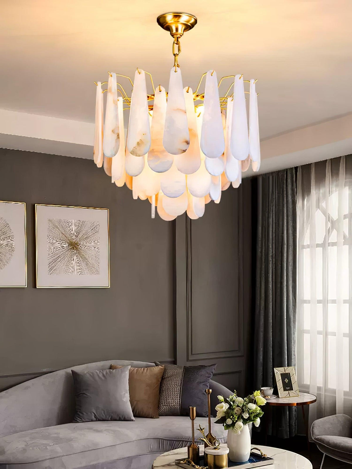 Ucararae Chandelier Albâtre en Forme de Goutte - Neutralighting