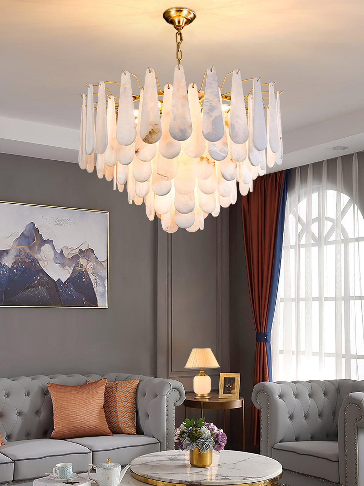 Ucararae Chandelier Albâtre en Forme de Goutte - Neutralighting