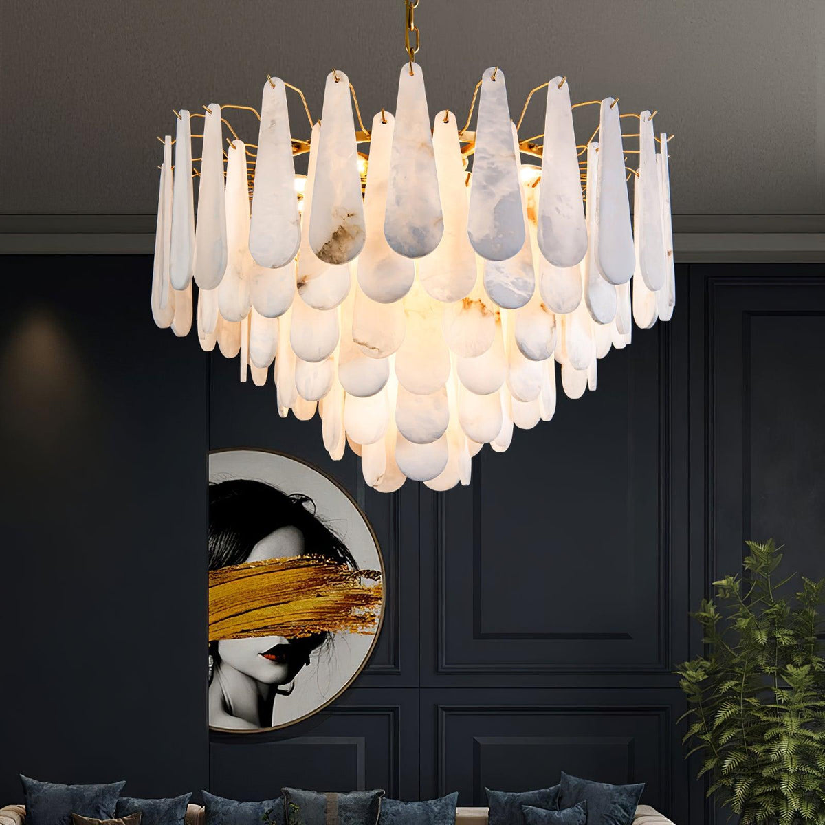Ucararae Chandelier Albâtre en Forme de Goutte - Neutralighting