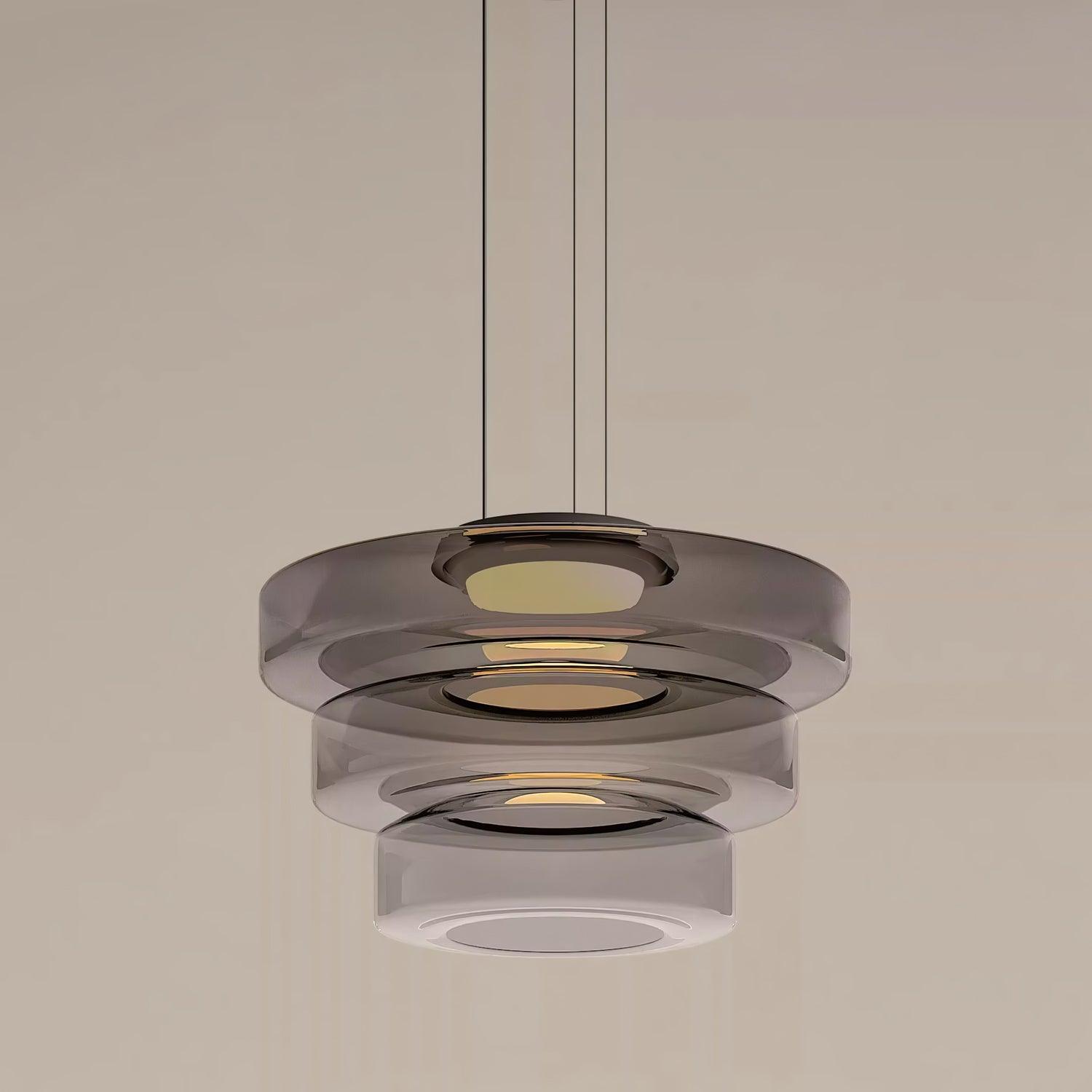 Lustra Suspension en Verre à Cercles Multi-Niveaux - Neutralighting