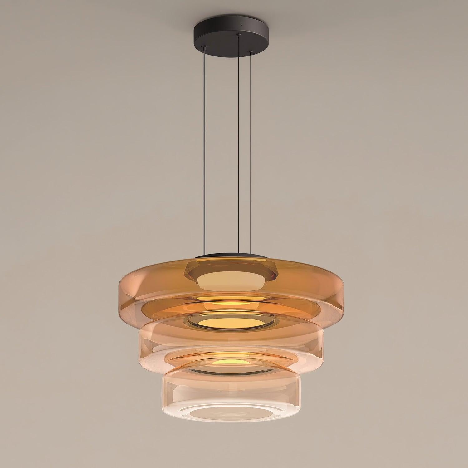 Lustra Suspension en Verre à Cercles Multi-Niveaux - Neutralighting