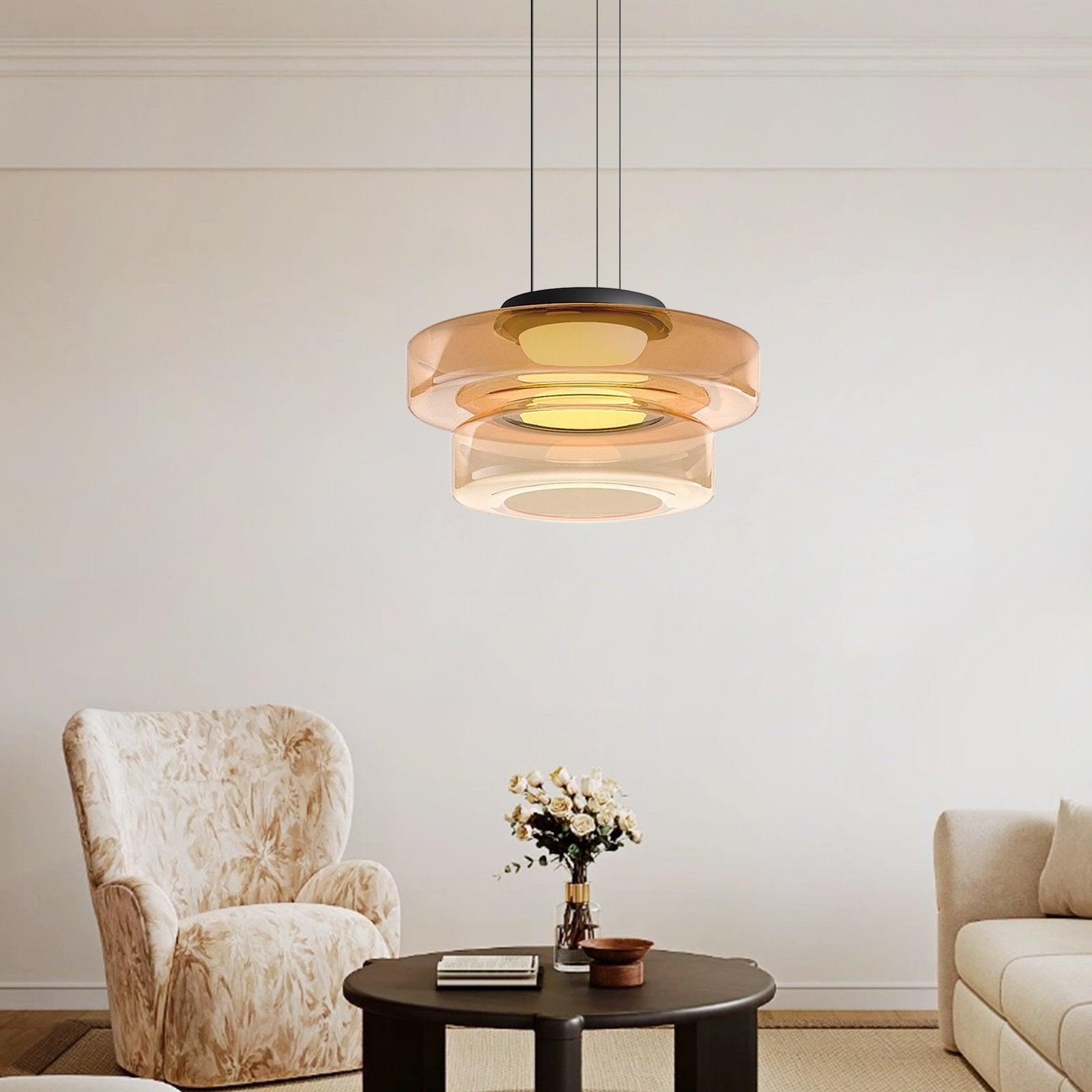 Lustra Suspension en Verre à Cercles Multi-Niveaux - Neutralighting
