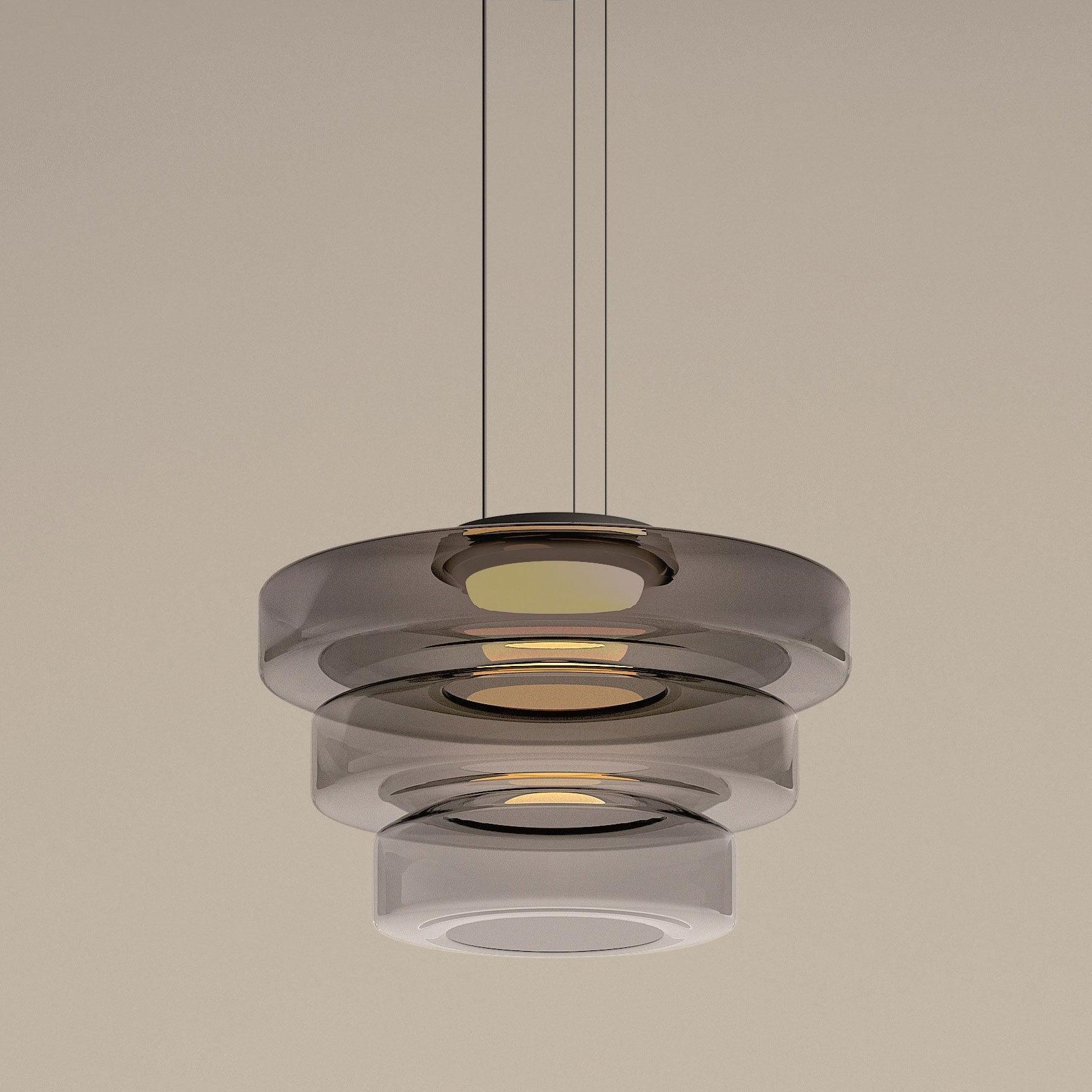 Lustra Suspension en Verre à Cercles Multi-Niveaux - Neutralighting