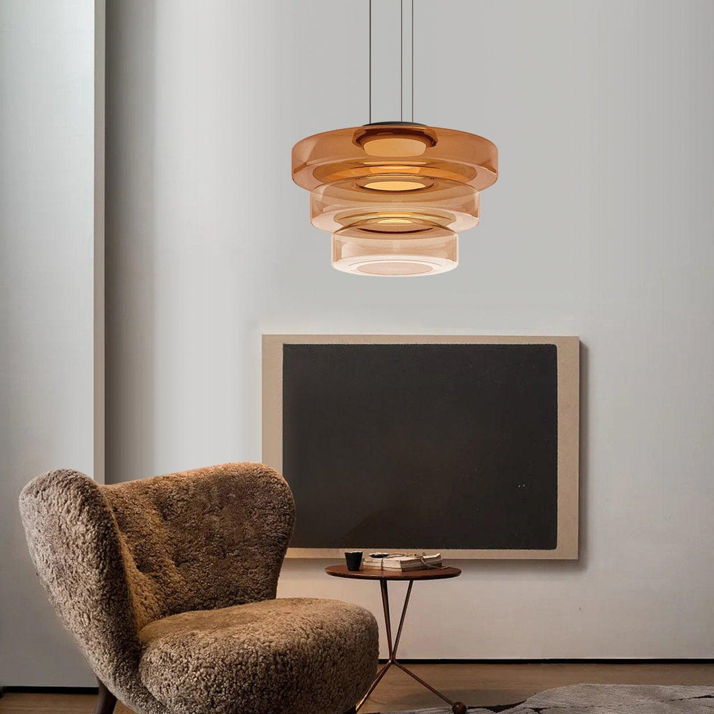 Lustra Suspension en Verre à Cercles Multi-Niveaux - Neutralighting