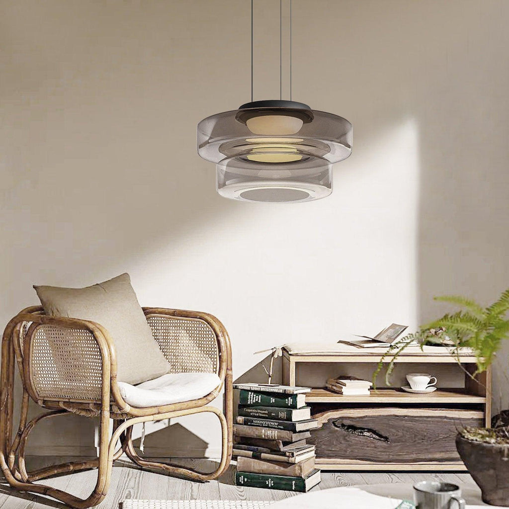 Lustra Suspension en Verre à Cercles Multi-Niveaux - Neutralighting