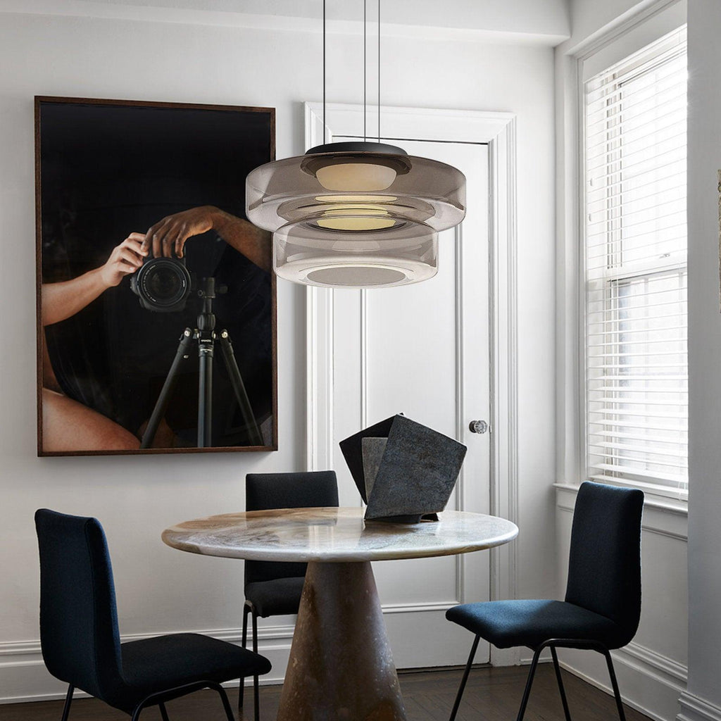 Lustra Suspension en Verre à Cercles Multi-Niveaux - Neutralighting