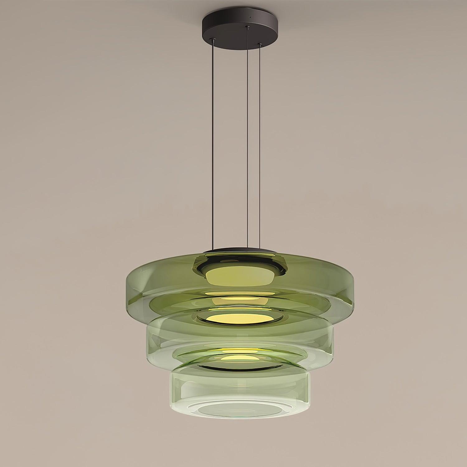 Lustra Suspension en Verre à Cercles Multi-Niveaux - Neutralighting