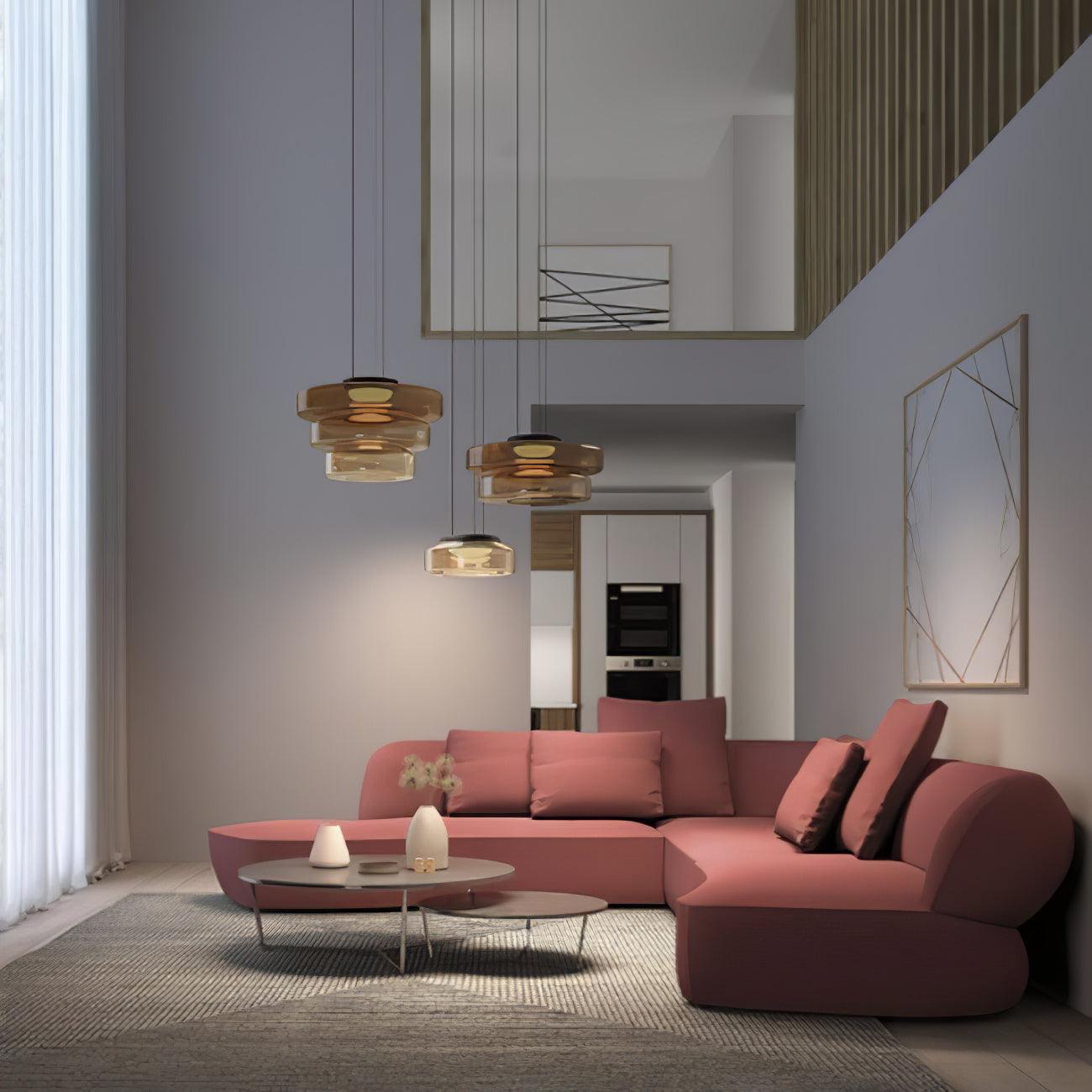 Lustra Suspension en Verre à Cercles Multi-Niveaux - Neutralighting