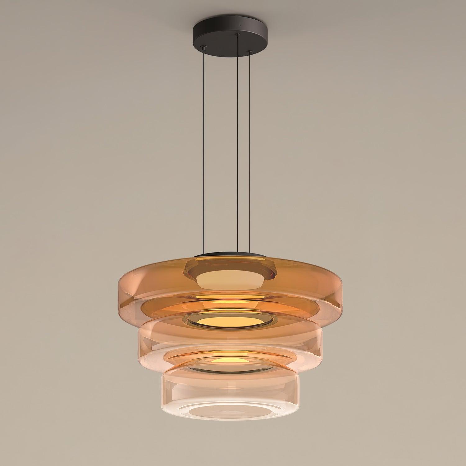Lustra Suspension en Verre à Cercles Multi-Niveaux - Neutralighting