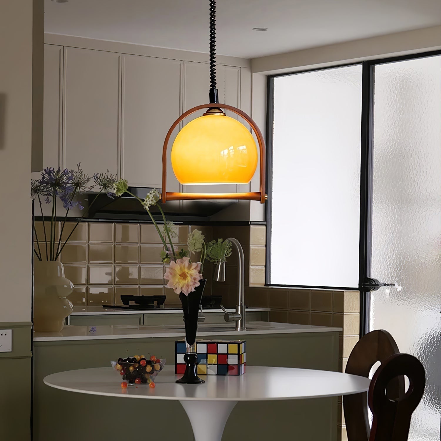 Cesilarae Premium Nordic Art Verre Bois Suspension - Neutralighting