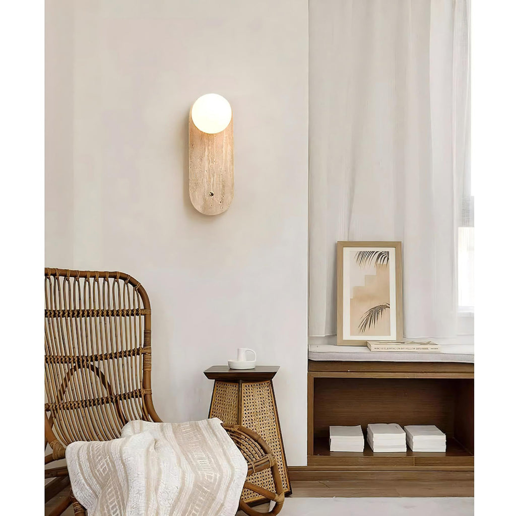 Lampe Murale en Travertin et Verre Moderne Minimaliste Zeshaen - Neutralighting