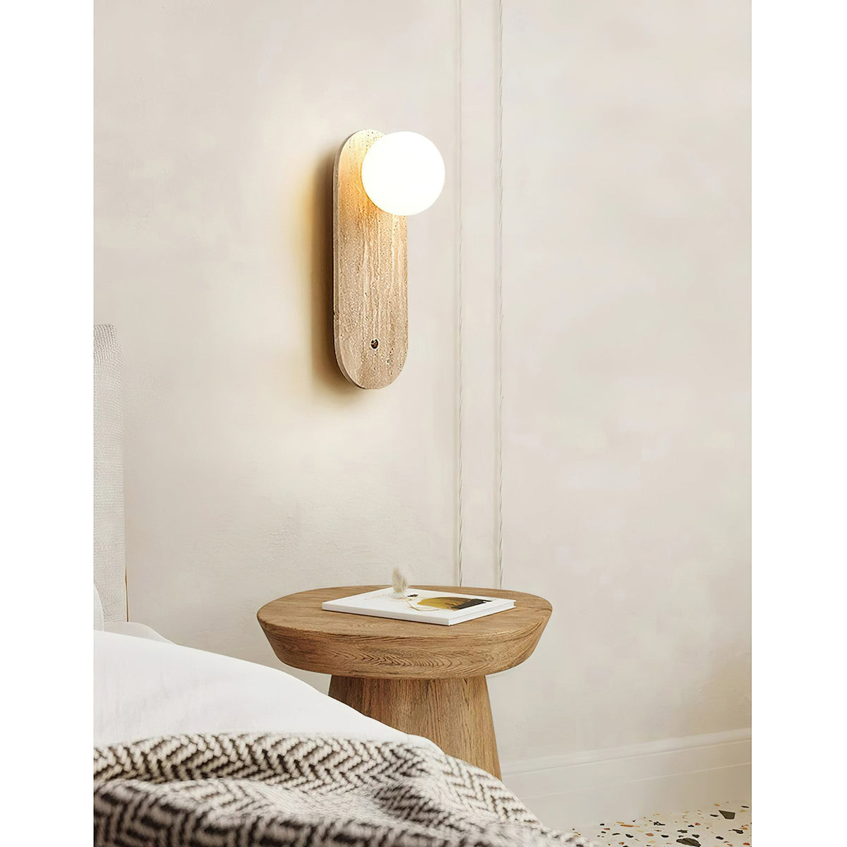 Lampe Murale en Travertin et Verre Moderne Minimaliste Zeshaen - Neutralighting