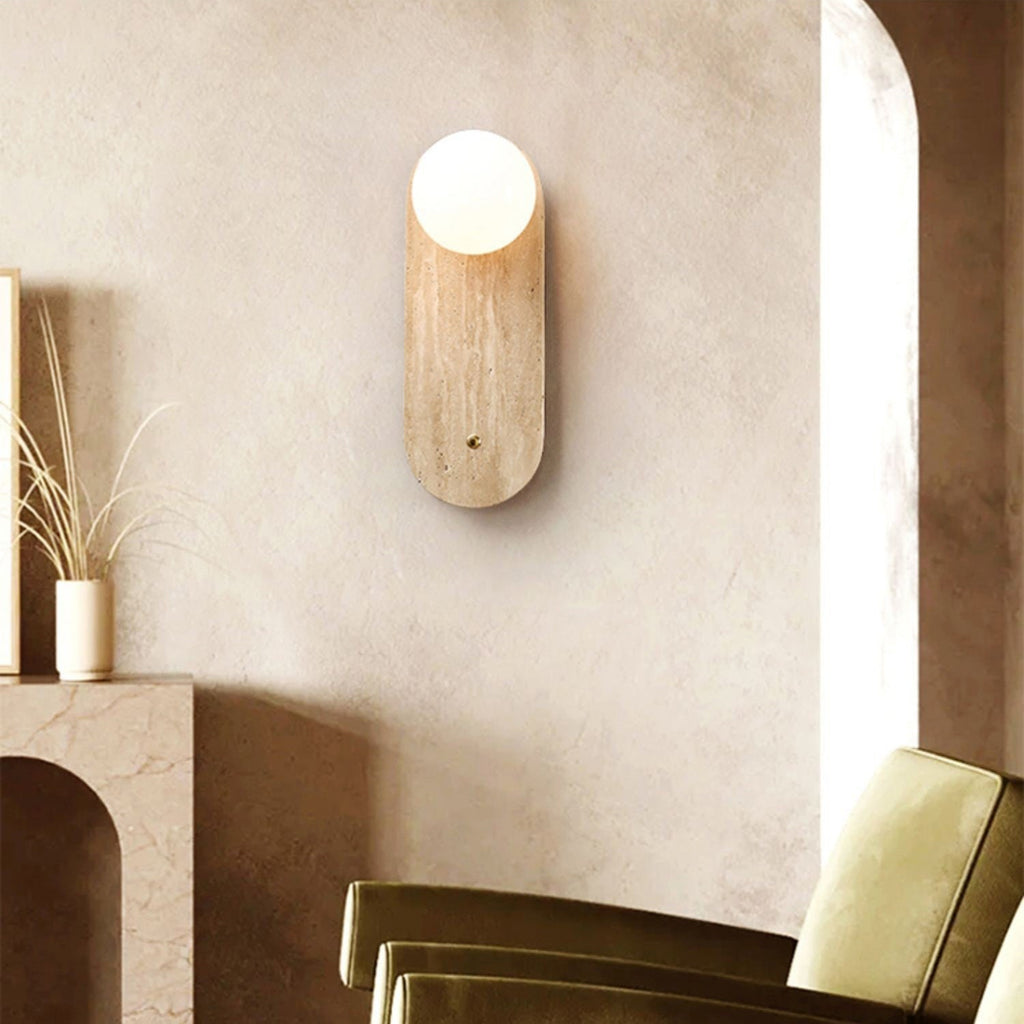 Lampe Murale en Travertin et Verre Moderne Minimaliste Zeshaen - Neutralighting