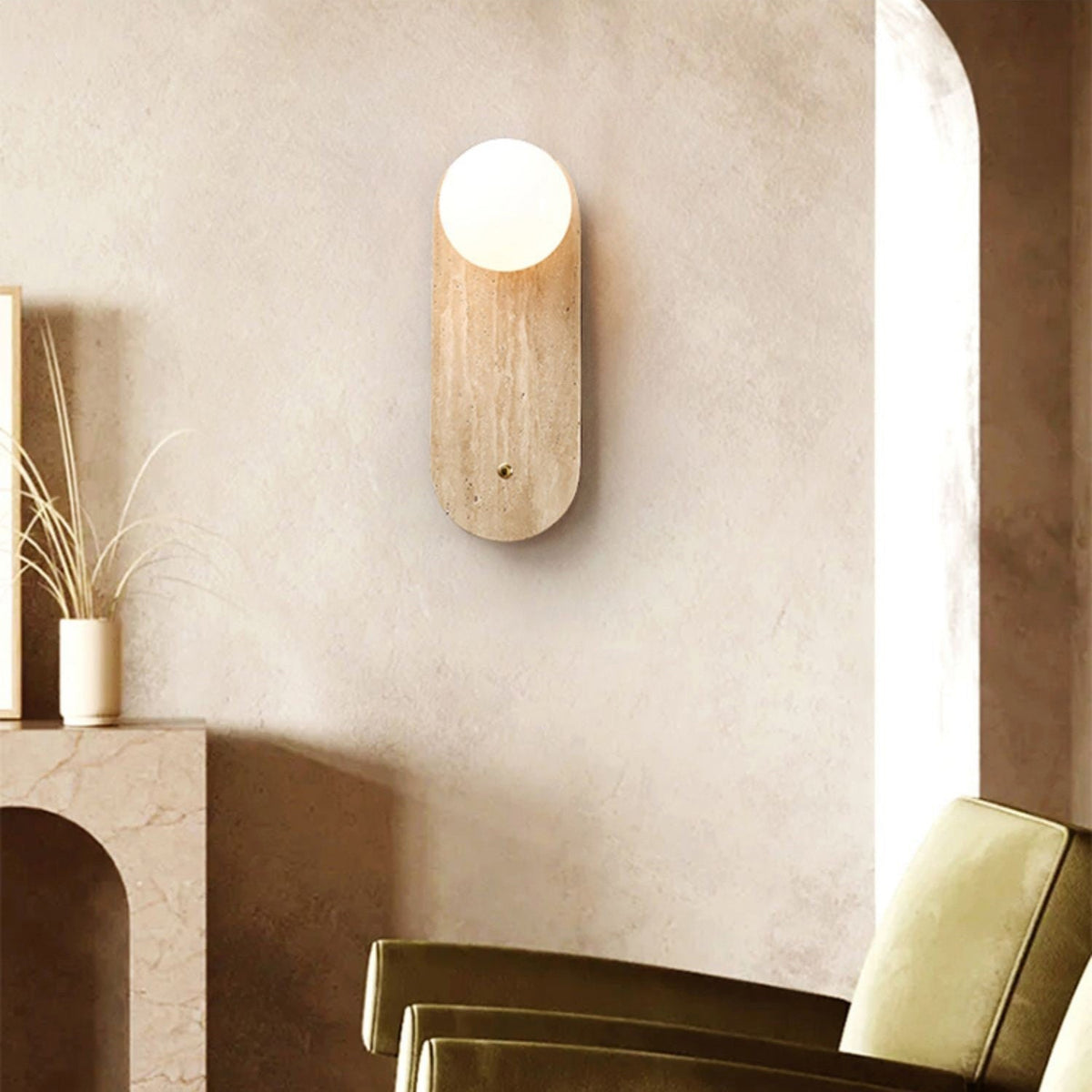 Lampe Murale en Travertin et Verre Moderne Minimaliste Zeshaen - Neutralighting