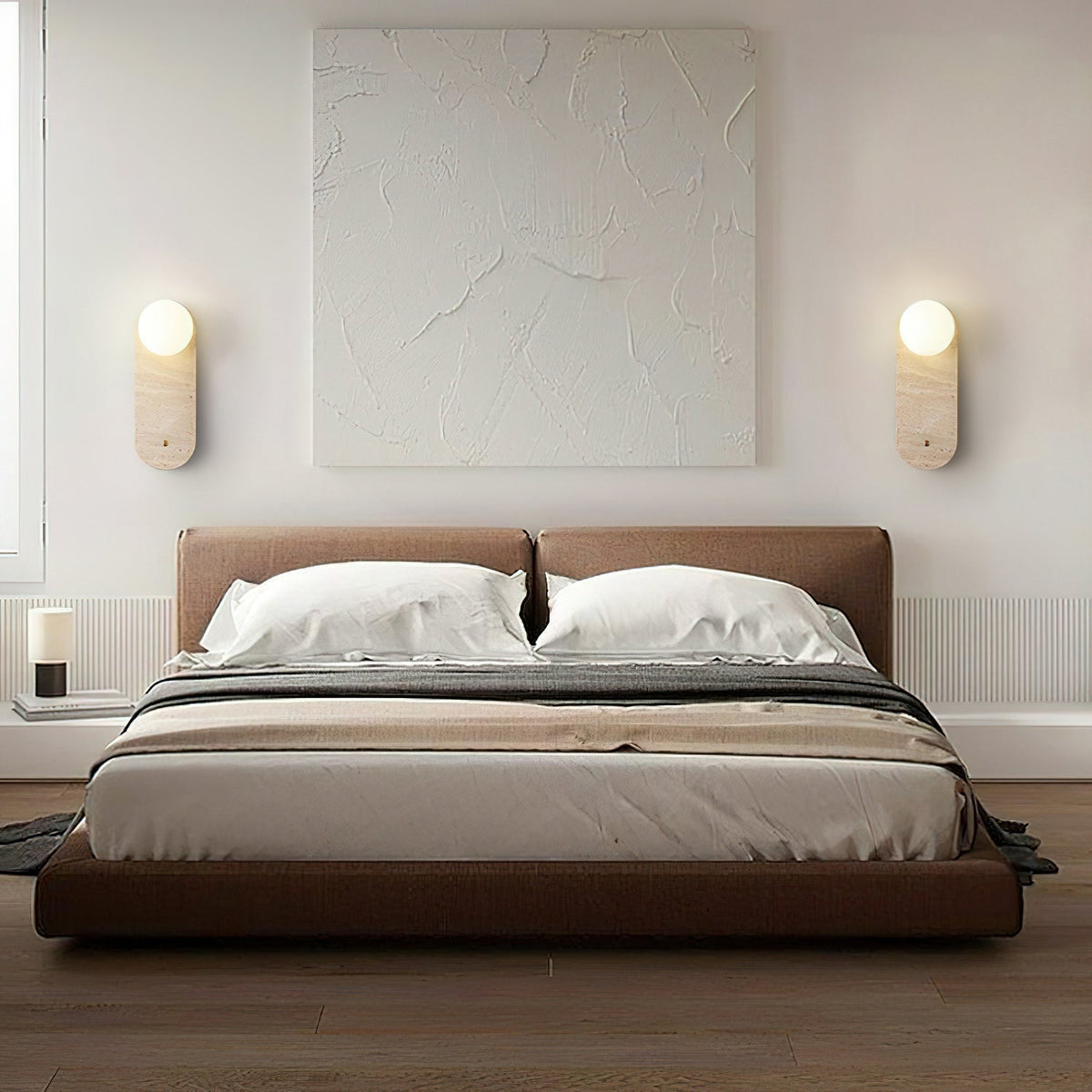 Lampe Murale en Travertin et Verre Moderne Minimaliste Zeshaen - Neutralighting