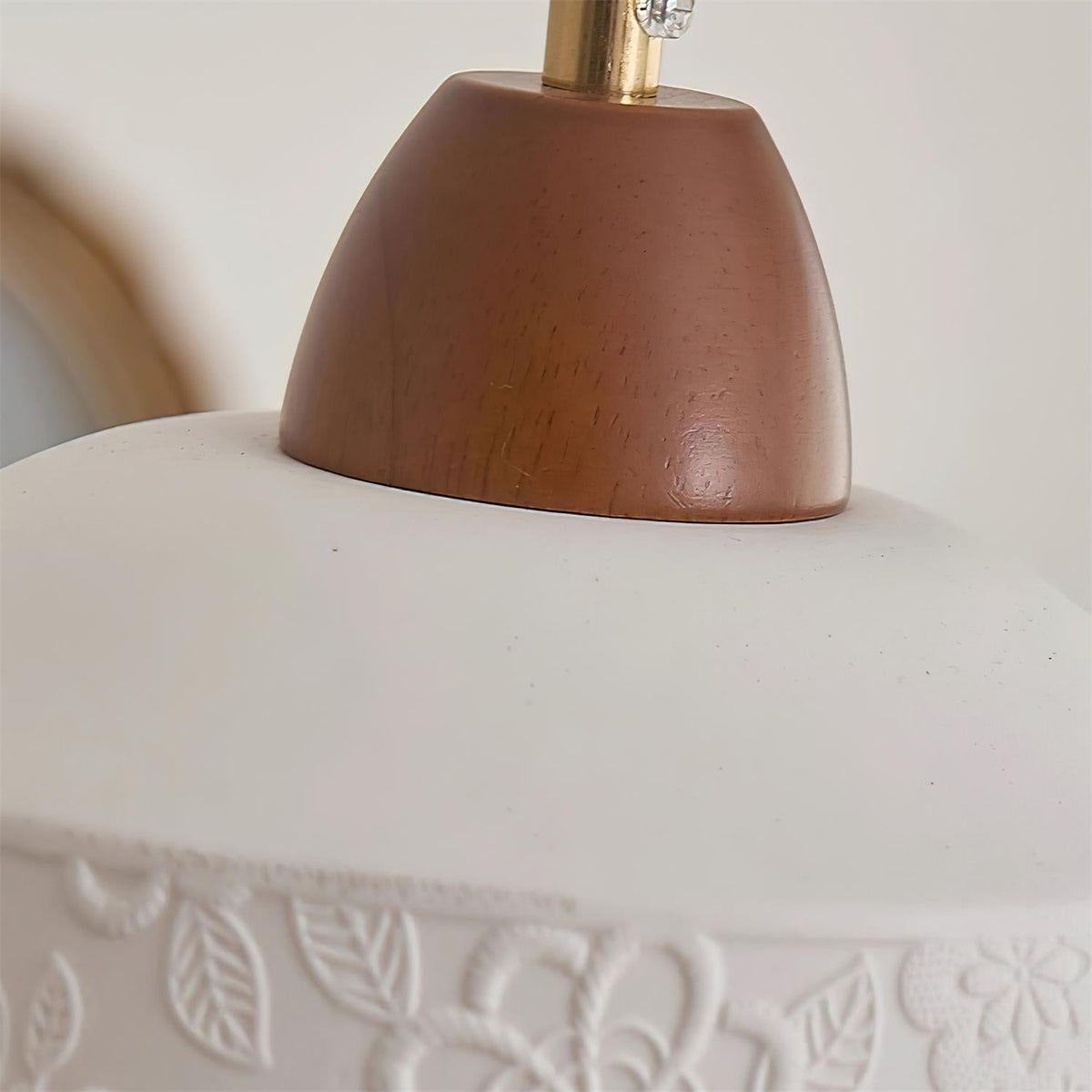Suspension Tambour en Céramique Texturée Bois de Noyer Rétro - Neutralighting