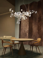 Olivia Chandelier en Céramique Feuilles de Ginkgo aux Courbes Organiques - Neutralighting