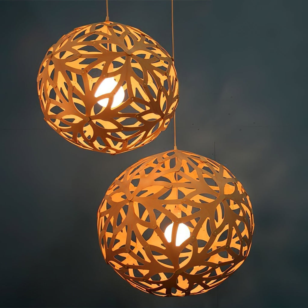 Lustra Suspension Géométrique en Bois Tressé - Neutralighting