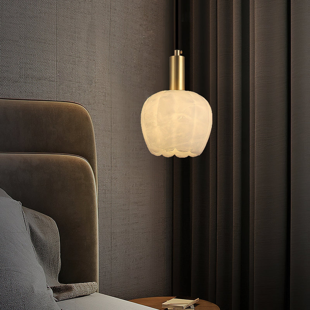 Lampe Pendentive en Laiton et Albâtre Moderne Minimaliste Olraeos - Neutralighting