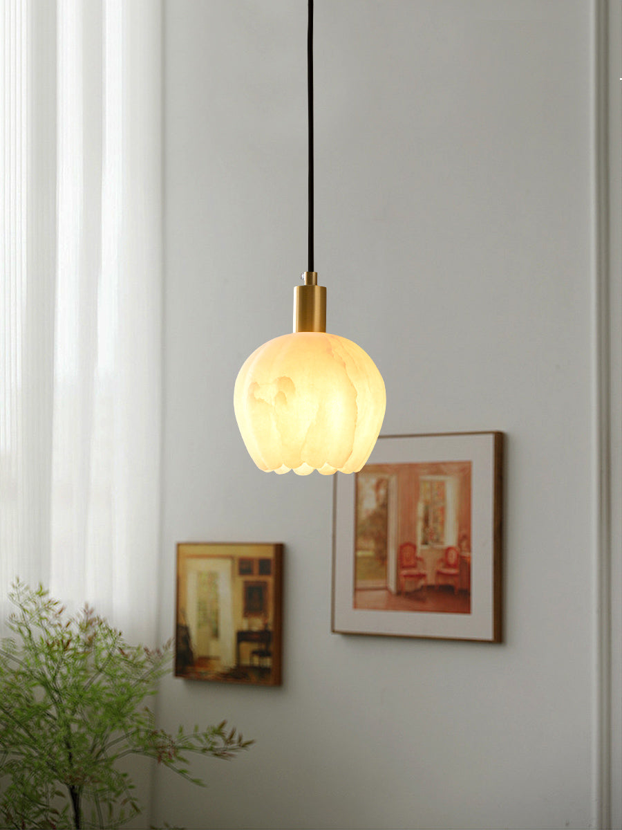 Lampe Pendentive en Laiton et Albâtre Moderne Minimaliste Olraeos - Neutralighting