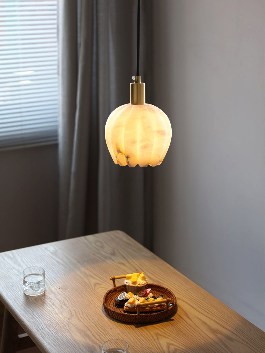Lampe Pendentive en Laiton et Albâtre Moderne Minimaliste Olraeos - Neutralighting